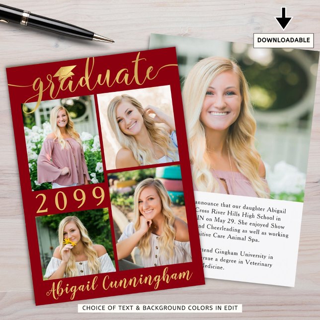 Anúncio Formando de Fotografias do Script Dourado Vermelho (Criador carregado)