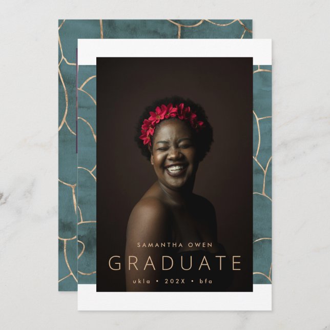 Anúncio Formando de Mármaco de Folha de Ouro Moderno com A (Frente/Verso)