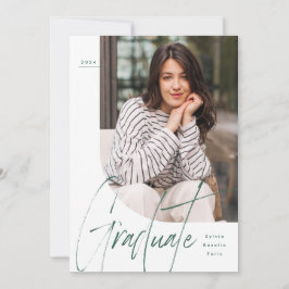 Anúncio Formando de script moderno verde duas graduações d