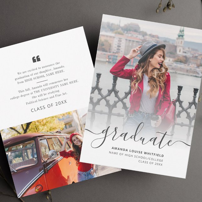 Anúncio Formando de Script Multifoto para Graduação 2025 (Graduation 2025 Multi Photo Script Grad Announcement)