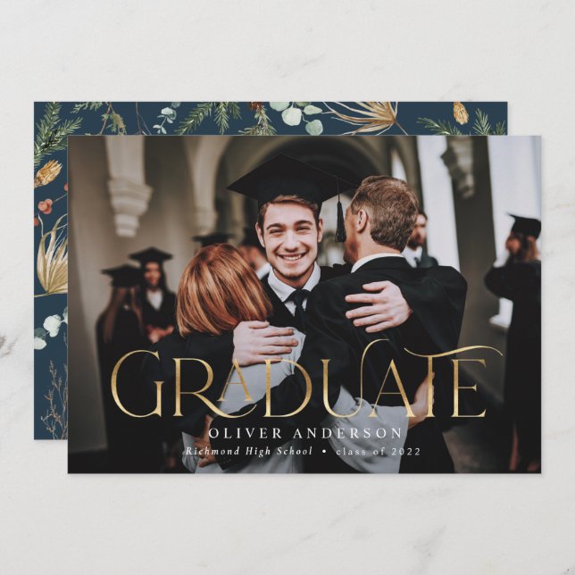 Anúncio Formando dourado foto aquarela floral botânica e (Frente/Verso)