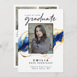 Anúncio Formando Elegante Dourado Amarelo Azul Real