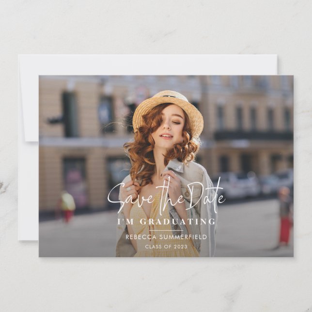 Anúncio Formando Foto Salvar a Festa de formatura Data (Frente)