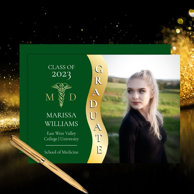 Anúncio Formando Médico MD de Caduceus de onda de Formando (Criador carregado)