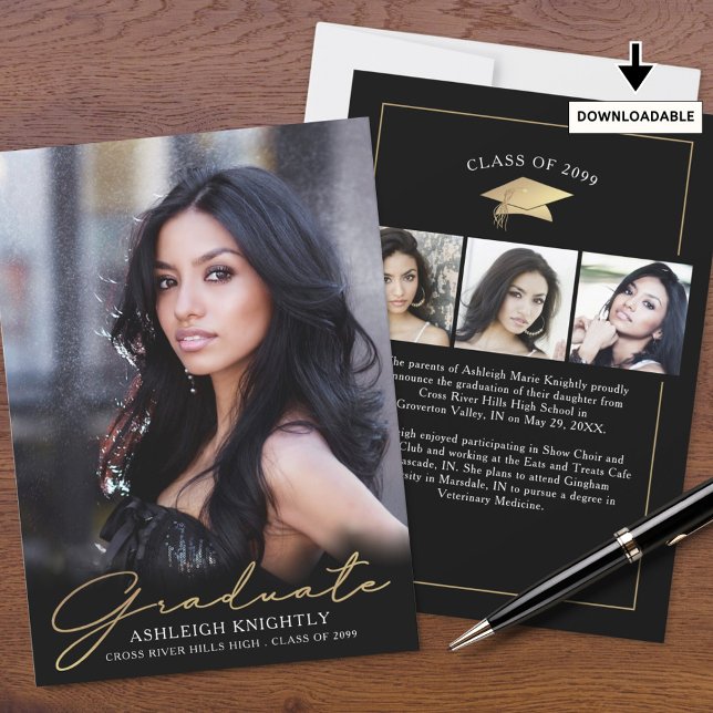 Anúncio Formando Moderno 4 Fotos Script Preto Dourado (Criador carregado)