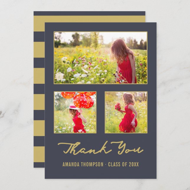 Anúncio Formando moderno obrigado de colagem de fotos que  (Frente/Verso)