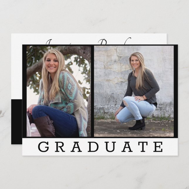 Anúncio Formando preto clássico Adicionar duas fotos perso (Frente/Verso)