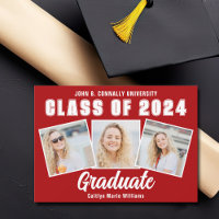 Formando Red White Graduation Photo Collage 2025