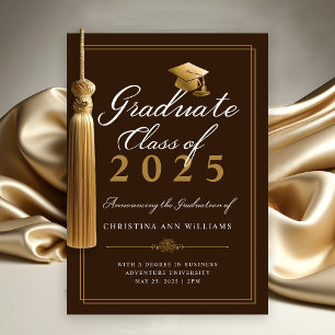 Anúncio Formandos de Script Dourado Branco Elegante Brown