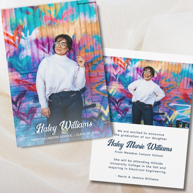 Anúncio Formatação Personalizada de Duas Fotografias da Tr (Graduation Announcement)