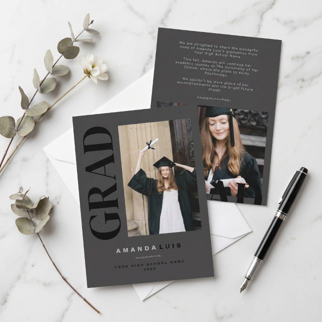 Anúncio Formatura Carvão Fotográfico Moderno Chic (Criador carregado)