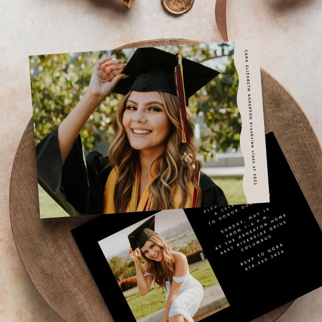 Anúncio Formatura com duas fotos de borda ondulada moderna (Criador carregado)