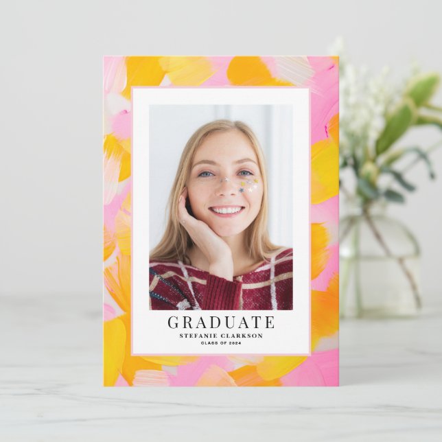 Anúncio Formatura com Fundo Acrílico Rosa e Amarelo (Em pé/Frente)