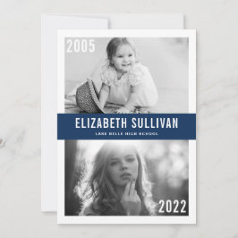 Anúncio Formatura da turma de 2022 Navy Blue Then and Now