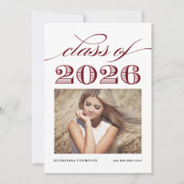 Anúncio Formatura da Turma de 2026 em Burgundy Vintage Pho