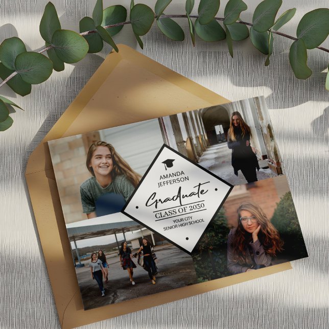 Anúncio Formatura moderna colagem de fotos elegante script (Criador carregado)