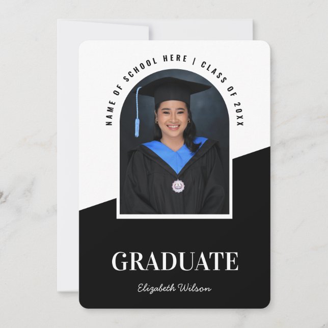 Anúncio Formatura moderna em preto e branco com foto (Frente)