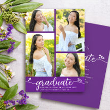 Formatura Roxa 4 Foto Script Moderno Corações