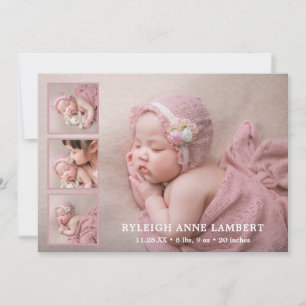 Anúncio Foto Collage Birth Simple Pink Girl