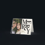 Anúncio Foto colorido de feliz de Natal<br><div class="desc">Cartão com fotos colorida de feliz gráfico de tipografia vítrea. Parte de uma coleção de feriados divertida.</div>