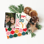 Anúncio Foto colorido de feliz de Natal<br><div class="desc">Cartão com fotos colorida de feliz gráfico de tipografia vítrea. Parte de uma coleção de feriados divertida.</div>