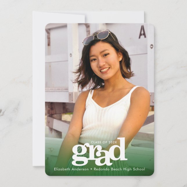 Anúncio Foto da graduação verde, ousada tipografia moderna (Frente)