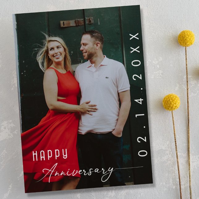 Anúncio Foto de Aniversário Moderno com Script Na moda (Anniversary Photo With Stylish Script  Announcement )