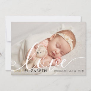Anúncio Foto de Bebê Cute Script Amor Corações Dourados Na