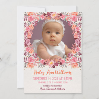 Anúncio Foto de Bebê Recém-Nascida Menina Floral Aquarela