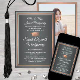 Anúncio Foto de Cinzas Pais de Cobre e Graduação Branca