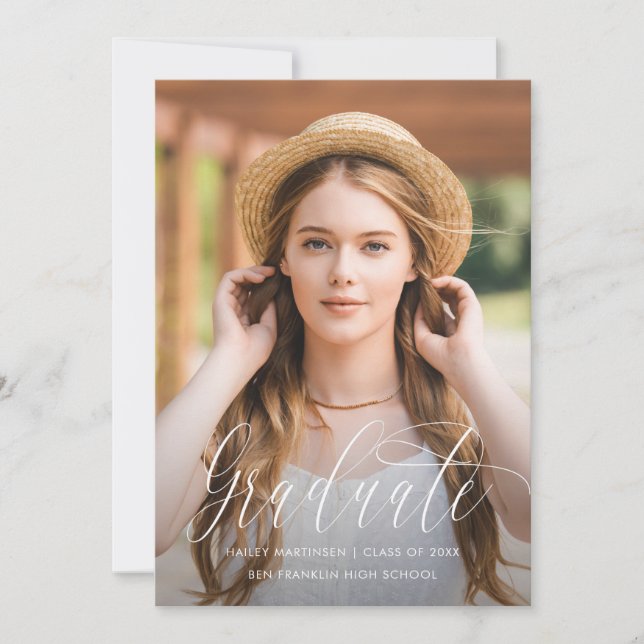 Anúncio Foto de Festa de formatura Virtual Azul de Script  (Frente)