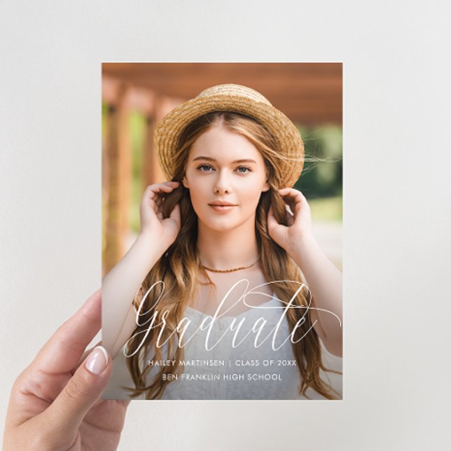 Anúncio Foto de Festa de formatura Virtual Blush de Script (Criador carregado)