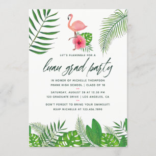 Anúncio Foto de Flamingo Rosa Aquarela Luau Graduação