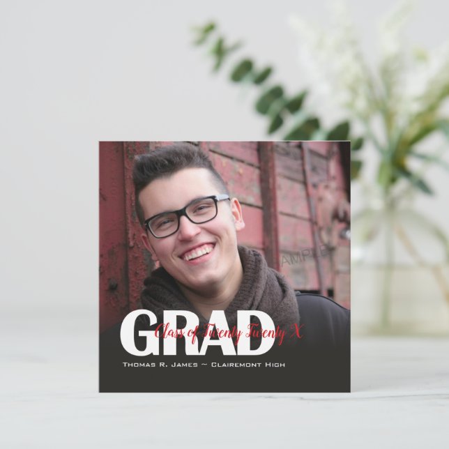 Anúncio Foto de Formatura com Ano em Quadrado com Roteiro  (Em pé/Frente)