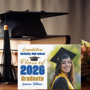 Anúncio Foto de Formatura da Turma de 2026 em Azul Real e 