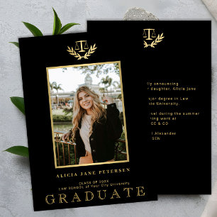 Anúncio Foto de formatura dourado preto formatura de direi