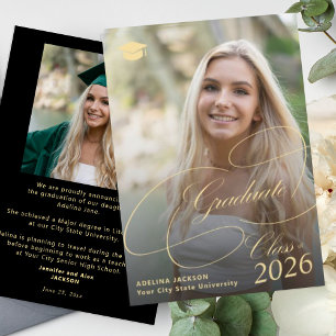 Anúncio Foto de formatura elegante em preto e dourado