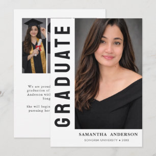 Anúncio Foto de Formatura Moderna em Preto e Branco com Le