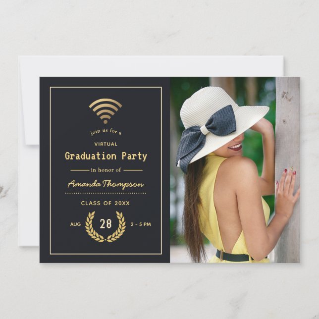 Anúncio Foto de formatura virtual em preto e dourado (Frente)