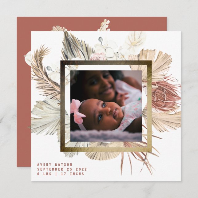 Anúncio Foto de Foto de Foto Gold Boho Pampas Boho (Frente/Verso)