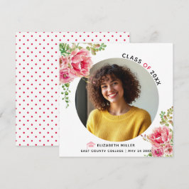 Anúncio Foto de graduação da classe 2025 Flores rosa