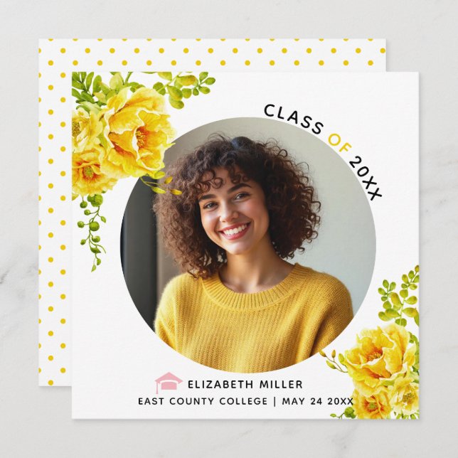 Anúncio Foto de graduação da classe das flores amarelas 20 (Frente/Verso)
