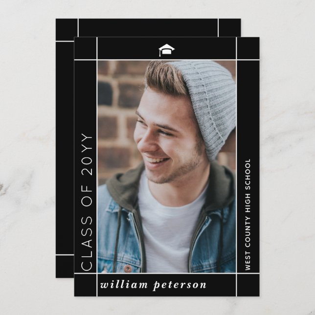 Anúncio Foto de graduação da Classe Negra Moderna de 2024 (Frente/Verso)