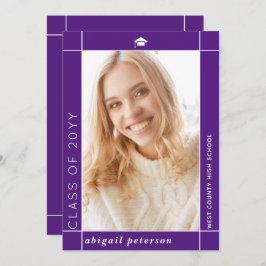 Anúncio Foto de graduação da classe roxa moderna de 2024