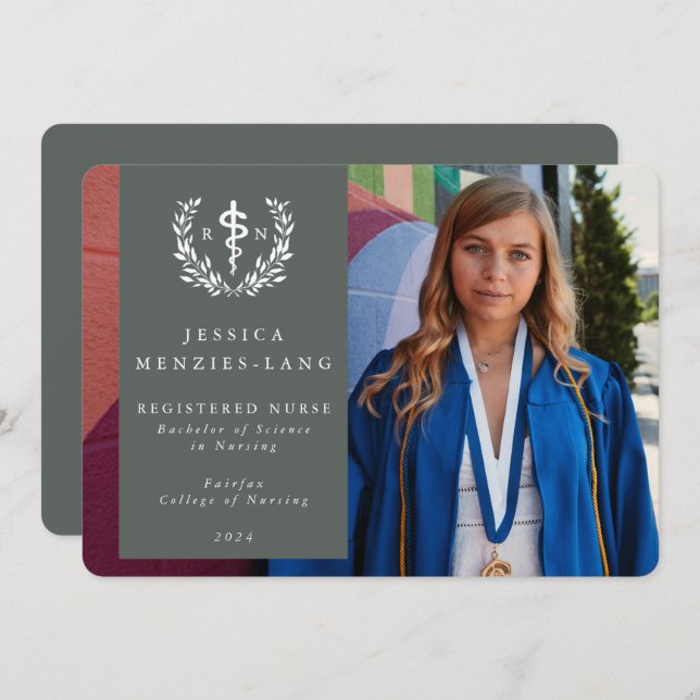 Anúncio Foto de Graduação da Enfermeira Asclepius, Registr (Frente/Verso)