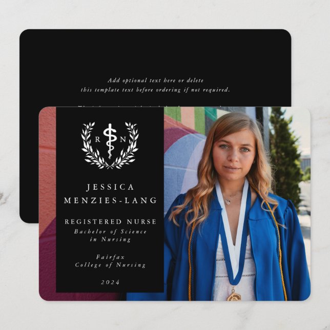 Anúncio Foto de Graduação da Enfermeira Asclepius Registra (Frente/Verso)