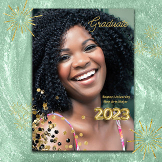 Anúncio Foto de Graduação da Glitter Dourada Personalizada