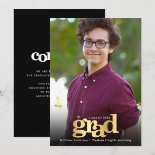 Anúncio Foto de graduação da tipografia do ouro negro mode