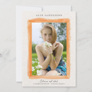 Anúncio Foto de Graduação de Borda Laranja bonito