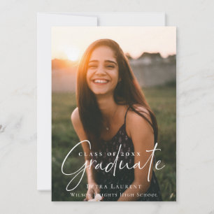 Anúncio Foto de Graduação de Caligrafia Elegante